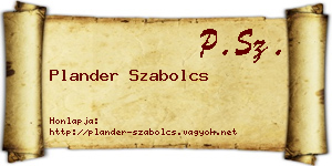 Plander Szabolcs névjegykártya